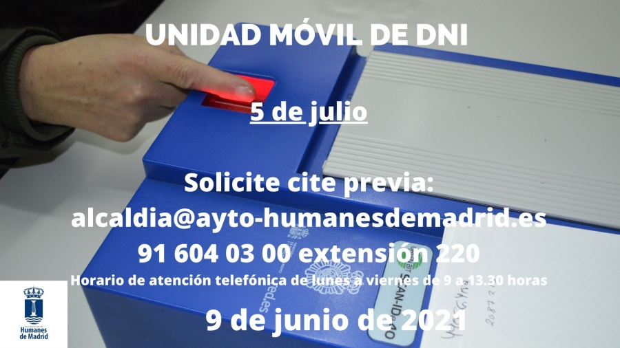 Humanes de Madrid | Una unidad móvil de DNI se desplazará a la localidad el lunes 5 de julio