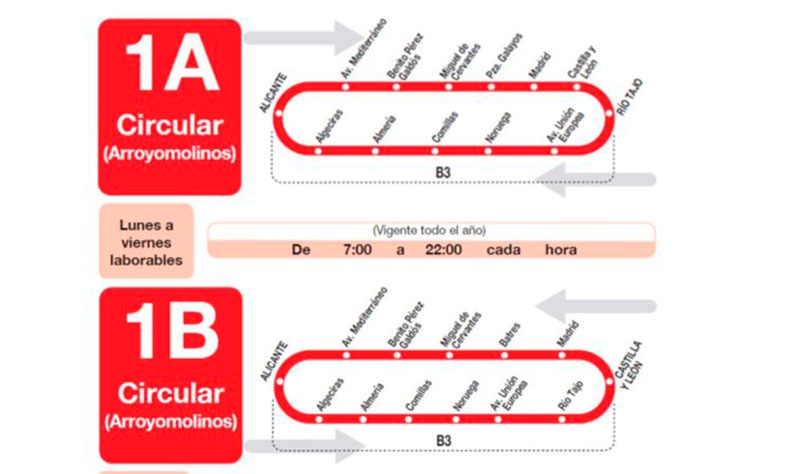 Arroyomolinos | A partir del 20 de febrero la L1 Urbana circulará en doble sentido