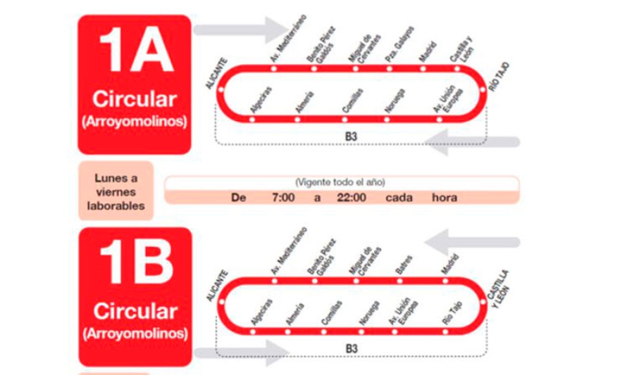 Arroyomolinos | A partir del 20 de febrero la L1 Urbana circulará en doble sentido