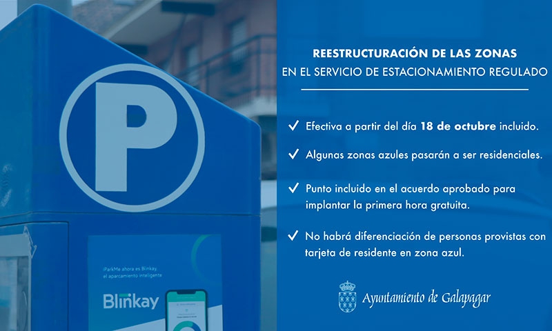 Galapagar | Reestructuración de las plazas de aparcamiento incluidas en el SER