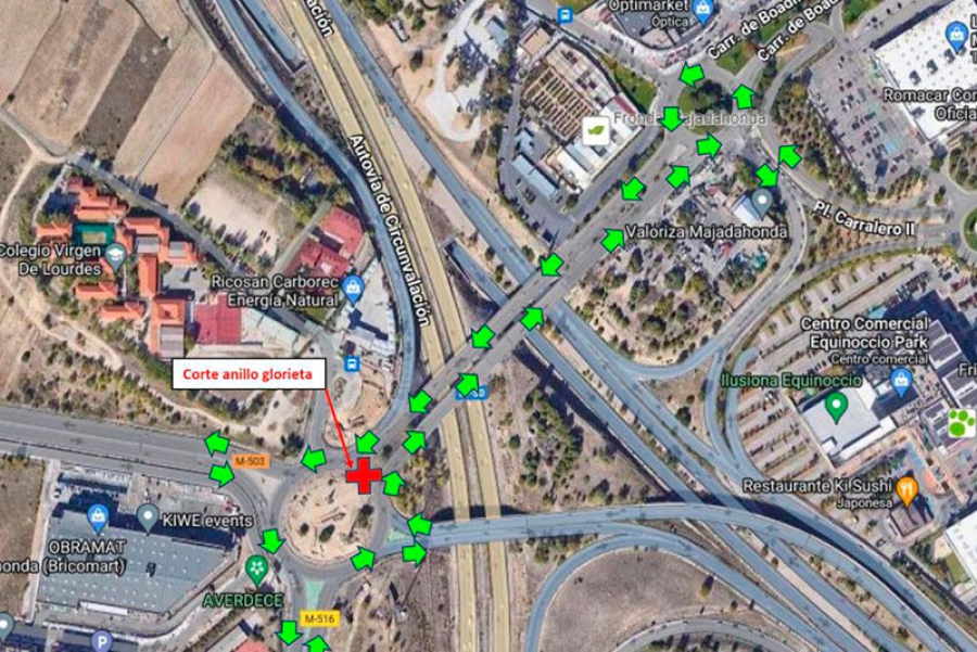 Majadahonda | Las rotondas del puente sobre la M50 modifican su circulación por la obra de la pasarela de Roza Martín