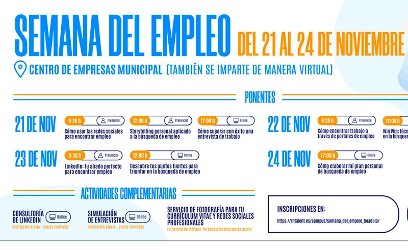 Boadilla del Monte | Boadilla celebrará la XI Semana del Empleo del 21 al 24 de noviembre