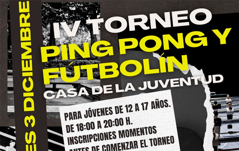 Humanes de Madrid  | La Concejalía de Juventud organiza el IV Torneo de ping pong y futbolín