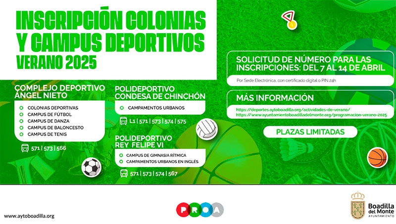 Boadilla del Monte | El día 7 se abre el plazo de solicitud de número para el sorteo de la inscripción a las colonias y campus de verano