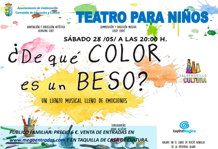 Valdemorillo |  ‘¿De qué color es un beso?’ Espectáculo para los más peques con la compañía Espiral Mágica