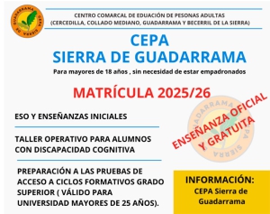 Los Molinos | El CEPA Sierra de Guadarrama abre su matrícula para el curso 2025/2026: formación gratuita para mayores de 18 años