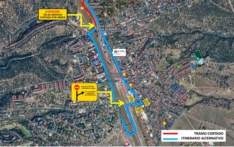 Torrelodones | Corte de circulación en la vía de servicio de la autovía A-6