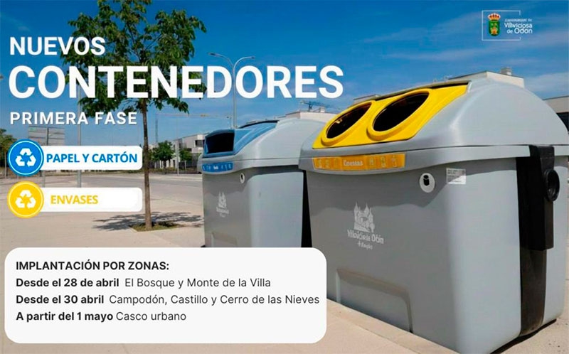 Villaviciosa de Odón | Comienza la implantación de los 1347 nuevos contenedores en todo el municipio
