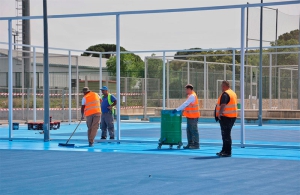 Boadilla del Monte | El Ayuntamiento repara y renueva el pavimento en las pistas de tenis del Complejo Deportivo Ángel Nieto