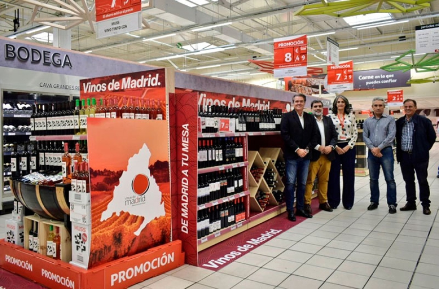 Nuevo hito del Consejo Regulador Denominación de Origen Vinos de Madrid, logrando establecer un lineal completo de las bodegas madrileñas en el centro comercial Alcampo Pío XII