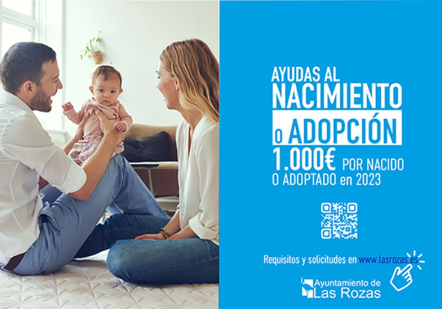 Las Rozas | Las familias roceñas recibirán 1.000 euros de ayuda por cada hijo nacido o menor adoptado en 2023