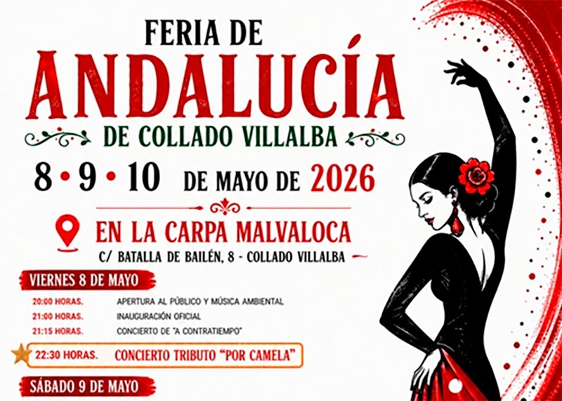 Collado Villalba | La Carpa de Malvaloca escenario del 8 al 10 de mayo de la Feria de Andalucía 2026