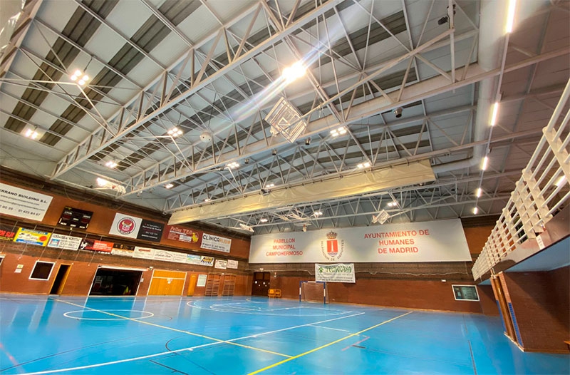 Humanes de Madrid | Nueva iluminación en la zona de pista y gradas del Pabellón Polideportivo “Campohermoso”
