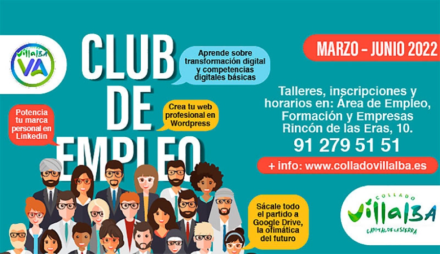 Collado Villalba | Nuevos talleres gratuitos desde el Club de Empleo del Ayuntamiento de Collado Villalba