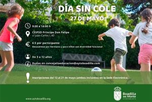 Boadilla del Monte | Abierta la inscripción para el Día sin Cole del 27 de mayo en el CEIPSO Príncipe D. Felipe