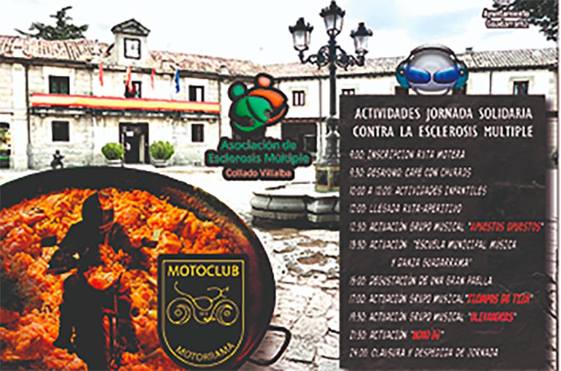 Guadarrama | Mañana en la Plaza Mayor, paella solidaria, concentración motera y música en beneficio de ADEM Collado Villalba