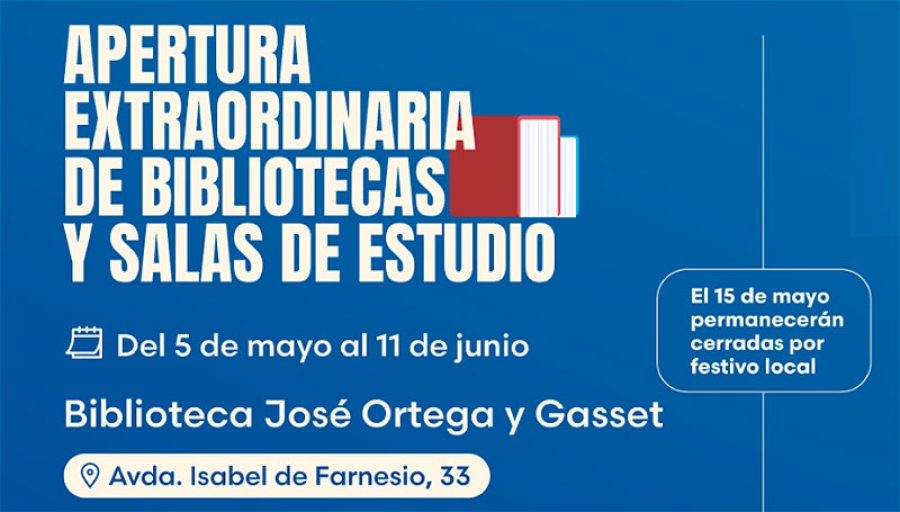 Boadilla del Monte | Apertura extraordinaria de bibliotecas y salas de estudio entre el 5 de mayo y el 11 de junio
