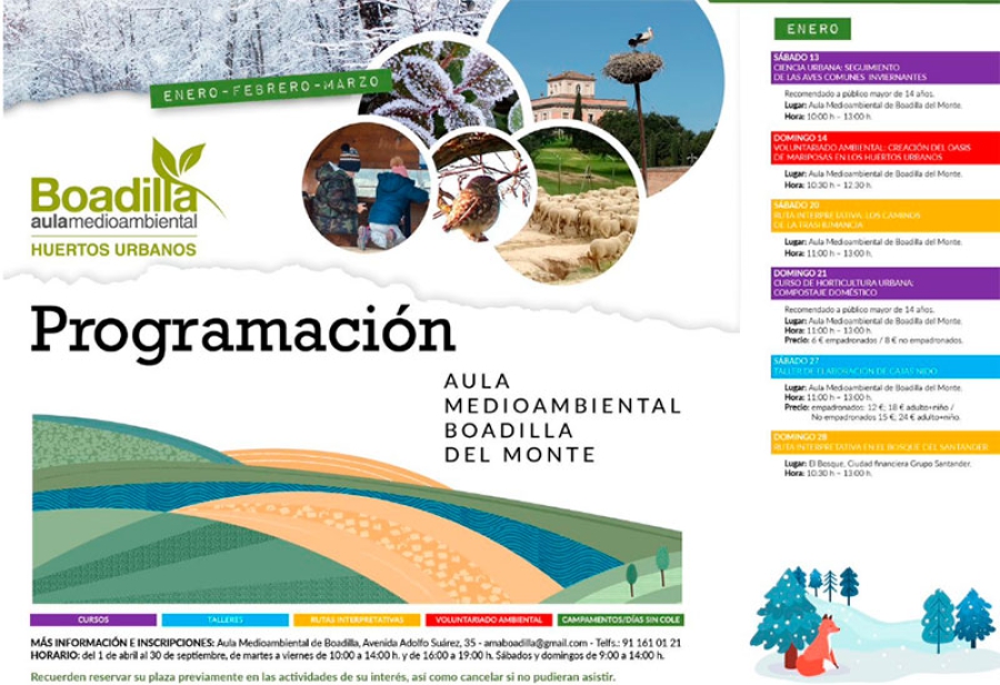 Boadilla del Monte | El Aula Medioambiental ofrece este trimestre talleres, rutas, cursos y acciones de voluntariado