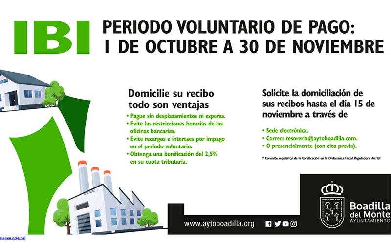 Boadilla del Monte |  El 30 de noviembre acaba el periodo de pago voluntario del IBI