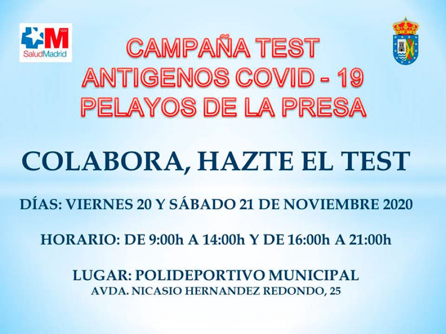 Pelayos de la Presa | Test de COVID-19 en la localidad