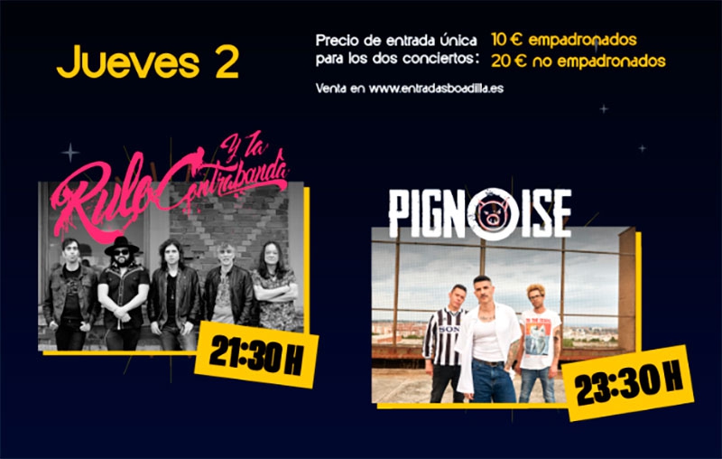Boadilla del Monte |  Pignoise, Rulo y la Contrabanda, Marlon y Modestia Aparte, platos fuertes de los conciertos de fiestas