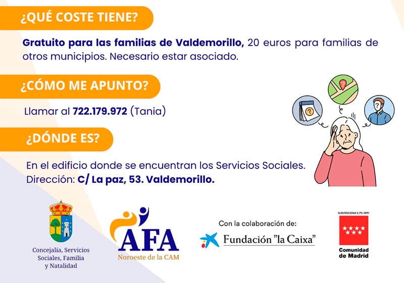 Valdemorillo | Nuevo grupo de ayuda mutua en Valdemorillo para familiares y cuidadores de personas con Alzheimer y otras demencias