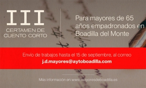 Boadilla del Monte | Abierto el plazo de inscripción para participar en el III Certamen de Cuento Corto de Mayores